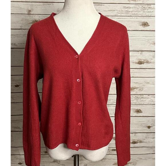 Preston & York Sweaters - Preston & York red cashmere/lambswool button-front cardigan sweater Size Large